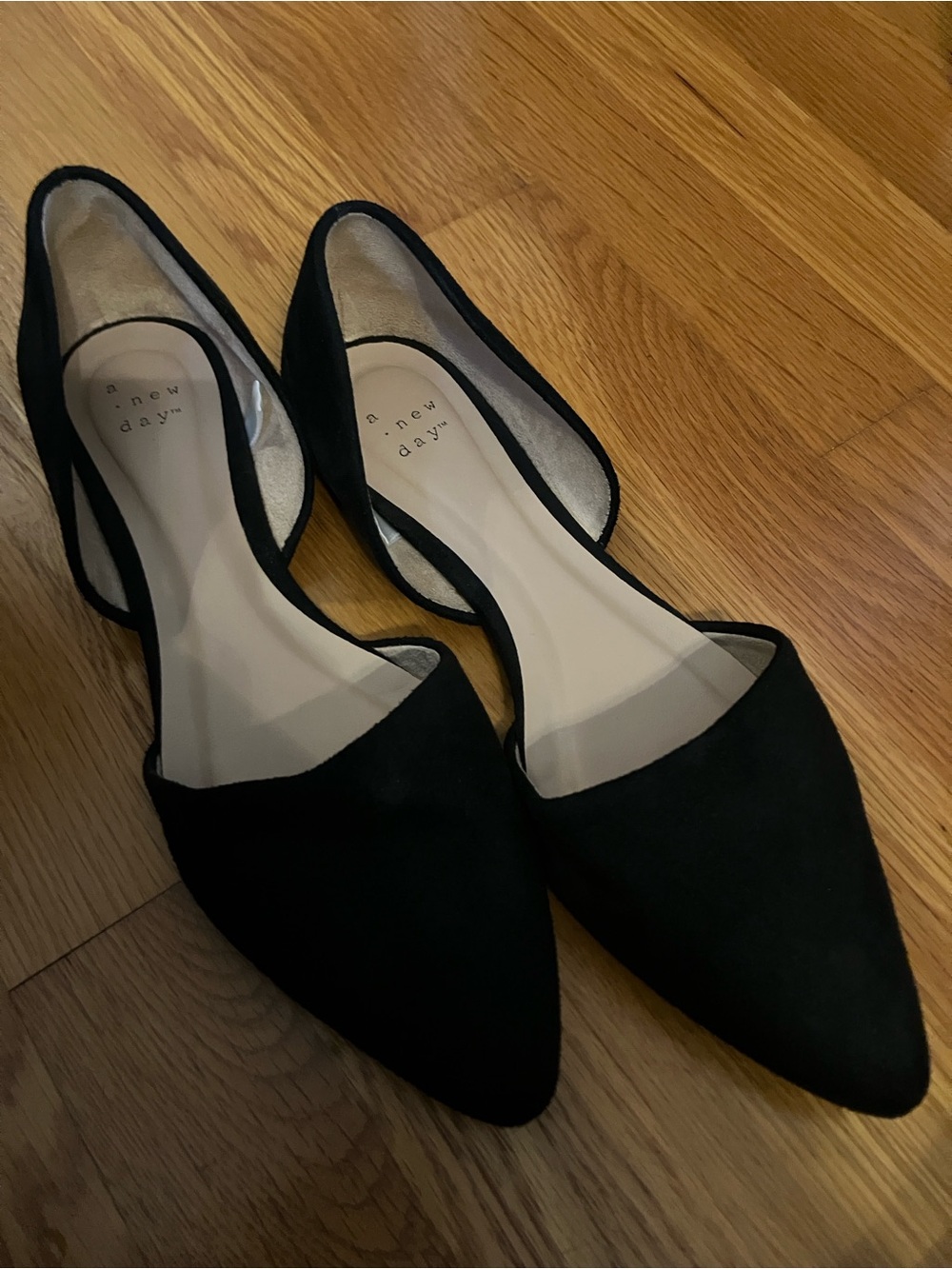 a new day Black Pointed D'Orsay Flats with Cutout Sides